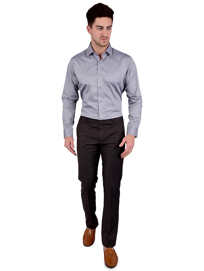 grey solid formal shirt - 17119169 - Zoom Image - 4