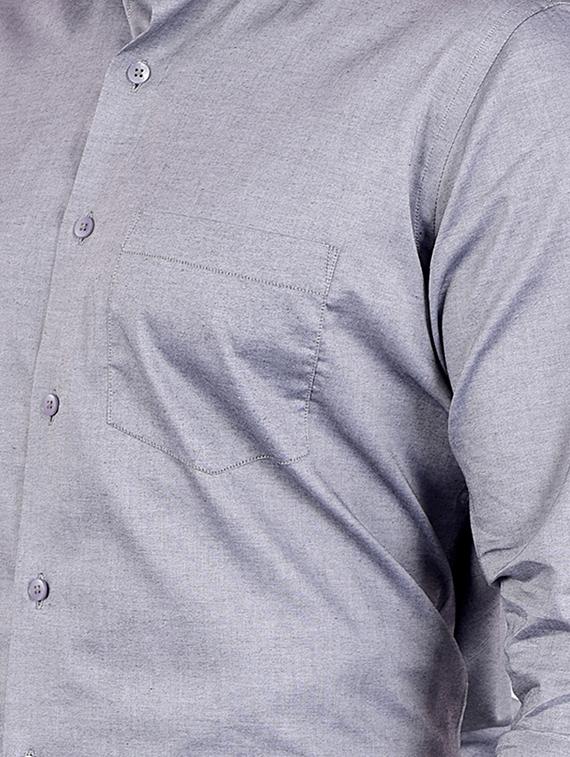 grey solid formal shirt - 17119169 - Zoom Image - 5