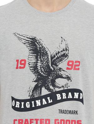 grey chest print t-shirt - 17119226 - Standard Image - 4