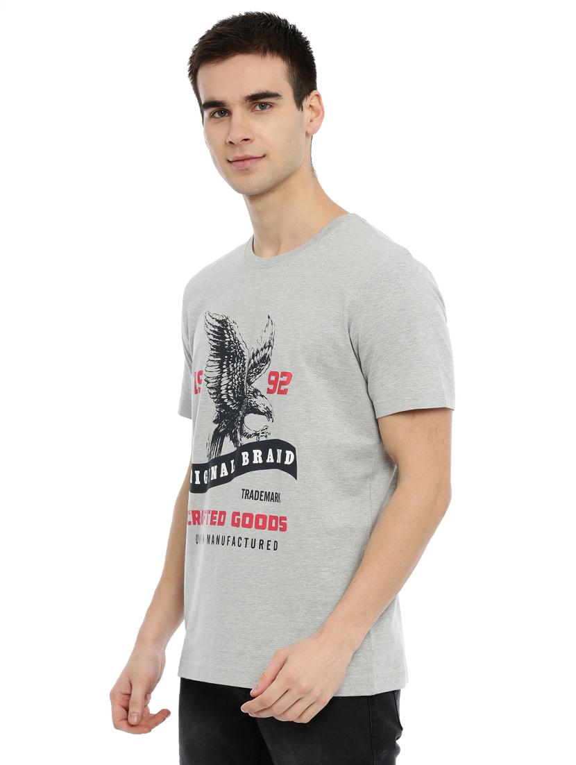 grey chest print t-shirt - 17119226 - Zoom Image - 2