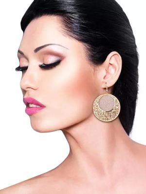 gold metal drop earring - 17119527 - Standard Image - 3