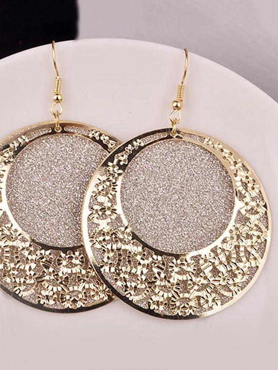 gold metal drop earring - 17119527 - Zoom Image - 1