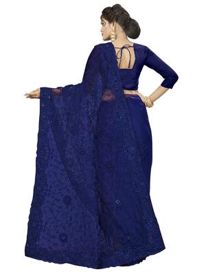 solid embroidered saree with blouse - 17120087 - Standard Image - 2