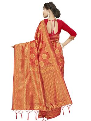 self design banarasi saree with blouse - 17120110 - Standard Image - 2