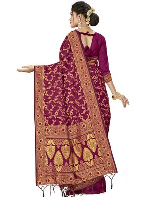 multi colored art silk banarasi saree with blouse - 17120136 - Standard Image - 2