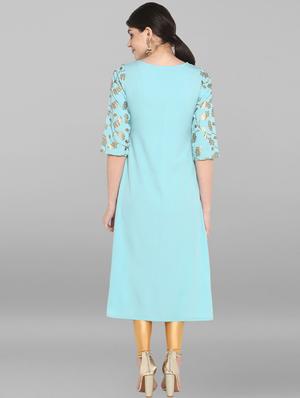 turquoise kurta with jacket - 17120267 - Standard Image - 3