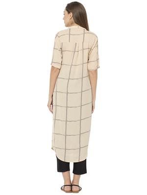 checkered straight kurta - 17120380 - Standard Image - 3