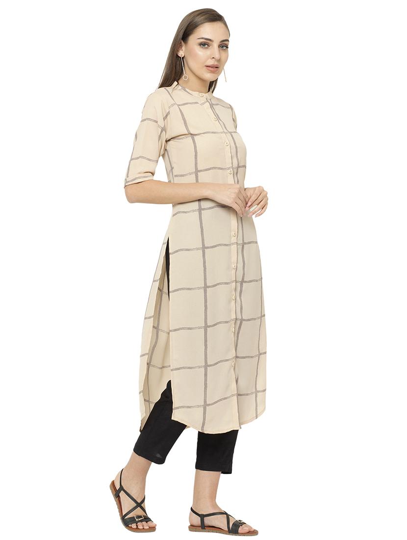 checkered straight kurta - 17120380 - Zoom Image - 2