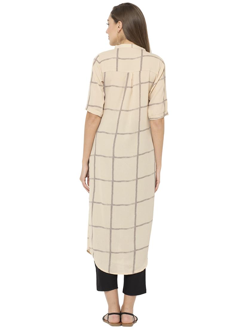 checkered straight kurta - 17120380 - Zoom Image - 3