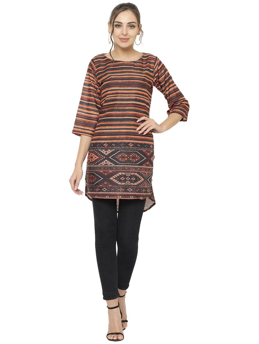 printed high low kurta - 17120383 - Zoom Image - 1