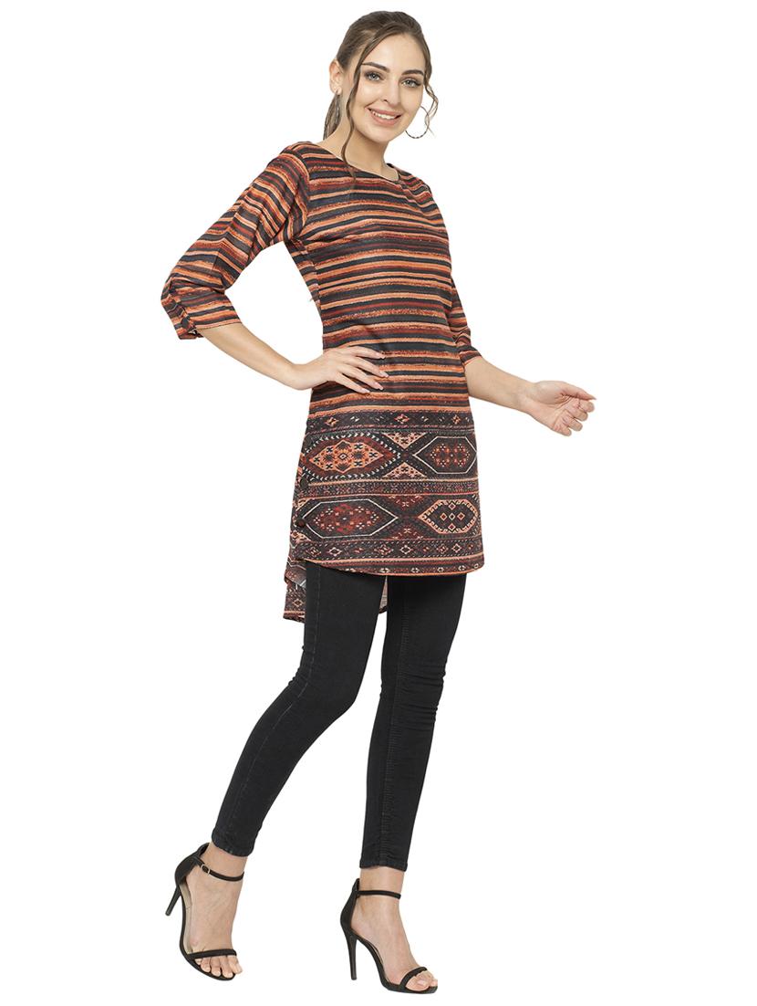 printed high low kurta - 17120383 - Zoom Image - 2