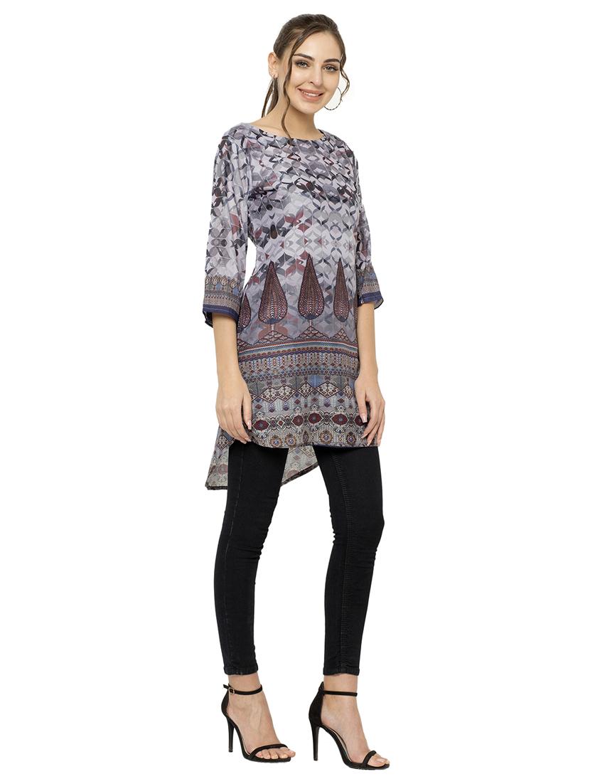 printed high low kurta - 17120384 - Zoom Image - 2