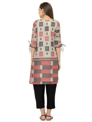 printed high low kurta - 17120392 - Standard Image - 3