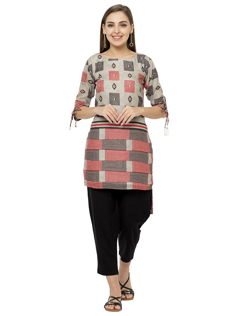printed high low kurta - 17120392 - Zoom Image - 1