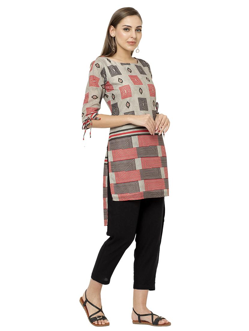 printed high low kurta - 17120392 - Zoom Image - 2