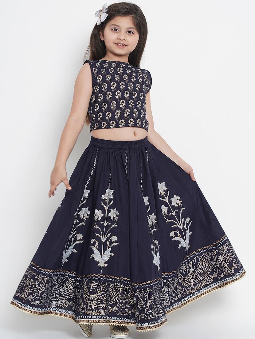 navy blue printed lehnga choli - 17120419 - Zoom Image - 1