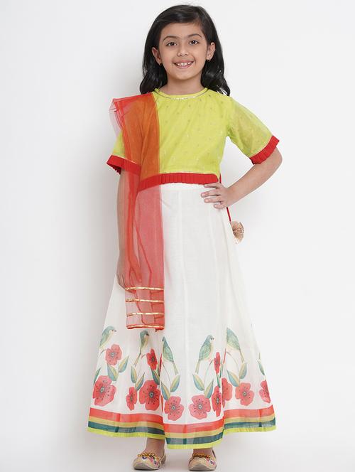 green chiffon lehnga choli - 17120422 - Standard Image - 1