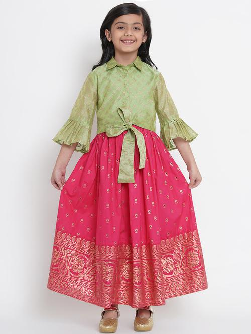 green cotton lehnga choli - 17120423 - Standard Image - 1