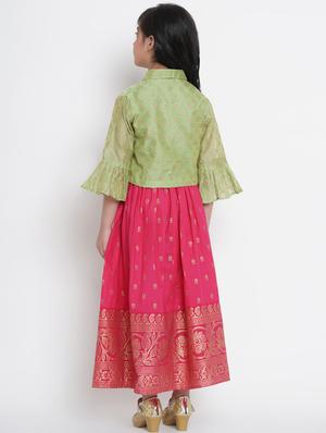 green cotton lehnga choli - 17120423 - Standard Image - 3
