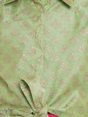 green cotton lehnga choli - 17120423 - Standard Image - 4