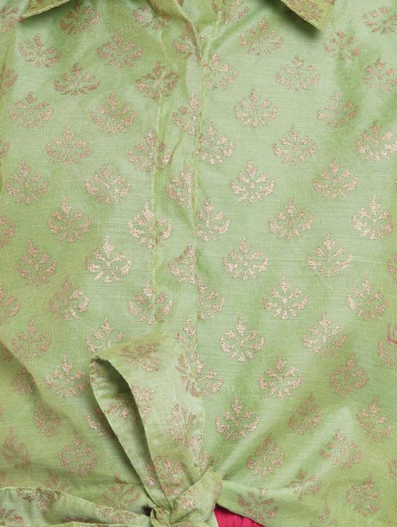 green cotton lehnga choli - 17120423 - Zoom Image - 4