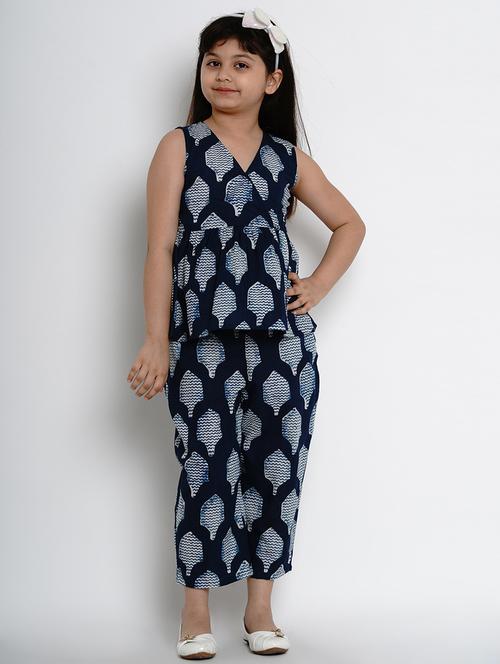 blue cotton suit set - 17120439 - Standard Image - 1