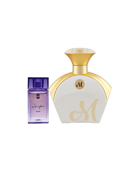 ajmal sacrifice for her cp 10ml for women and maryaj m white for her edp 90ml for women + 2 parfum testers free - 17122140 - Very Small Image - 1