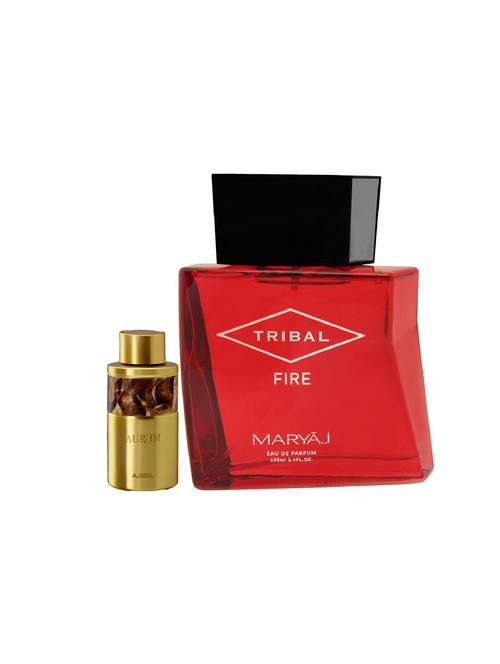 ajmal aurum cp alcohol-free attar 10ml for women and maryaj tribal fire edp 100ml for unisex + 2 parfum testers free - 17122235 - Very Small Image - 1