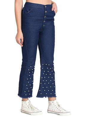 pearl embellished high rise jeans - 17122344 - Standard Image - 2