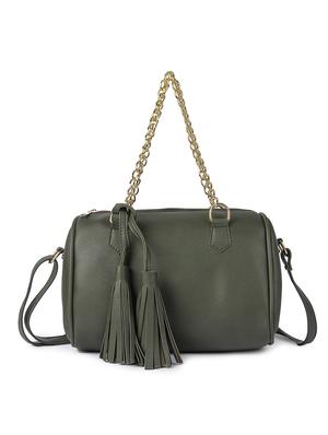 green leatherette combo handbag - 17123697 - Standard Image - 2