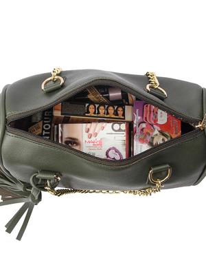green leatherette combo handbag - 17123697 - Standard Image - 4