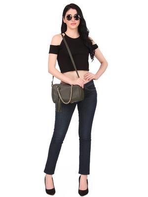 green leatherette combo handbag - 17123697 - Standard Image - 6