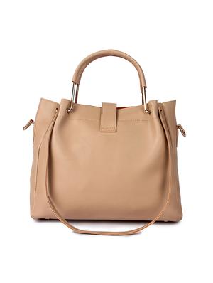 beige leatherette (pu) combo handbag - 17123699 - Standard Image - 3