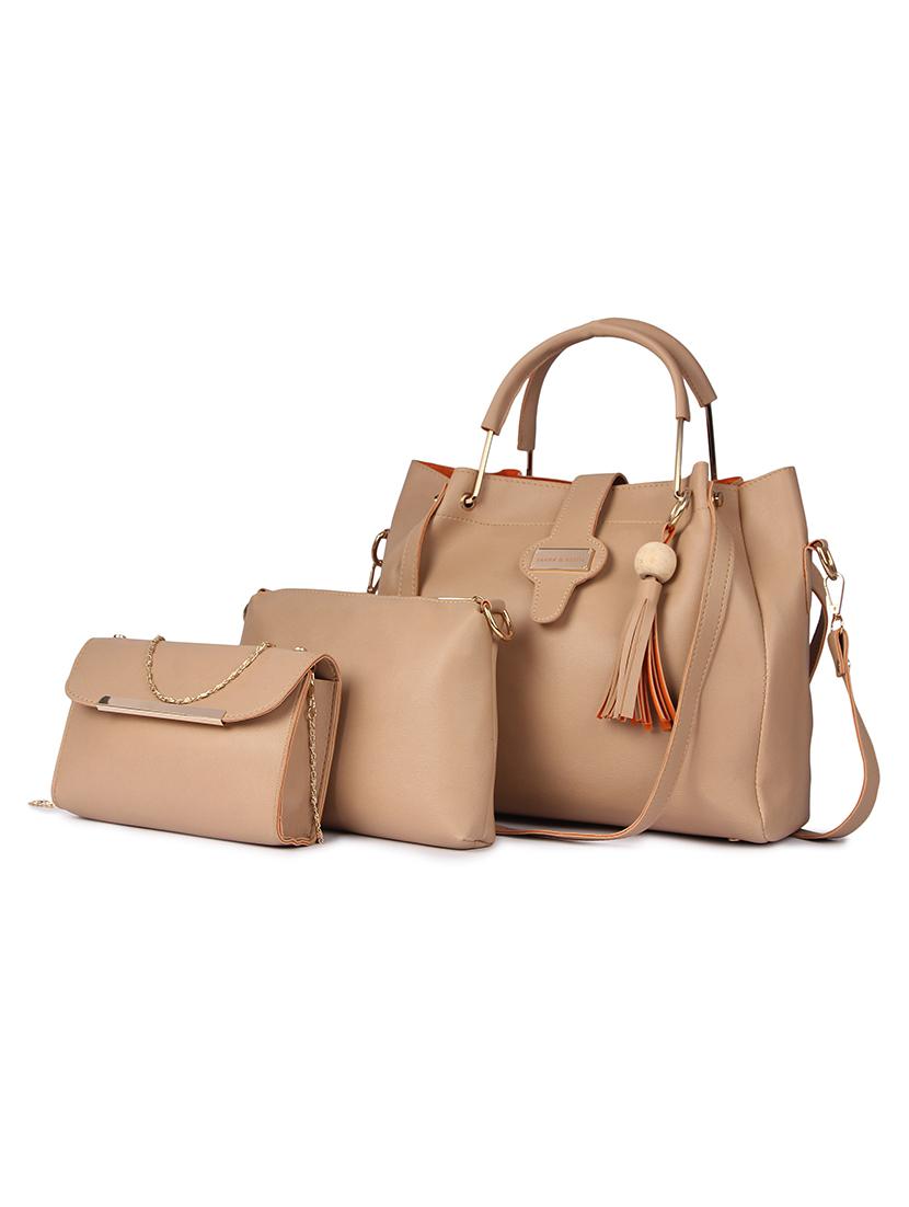 beige leatherette (pu) combo handbag - 17123699 - Zoom Image - 1
