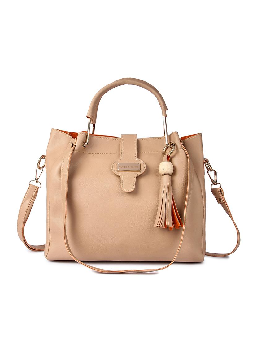 beige leatherette (pu) combo handbag - 17123699 - Zoom Image - 2