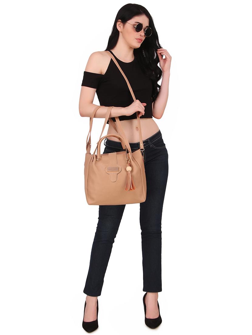 beige leatherette (pu) combo handbag - 17123699 - Zoom Image - 7