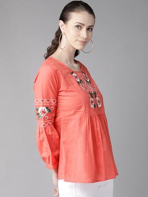 puff sleeves embroidered top - 17124181 - Standard Image - 2