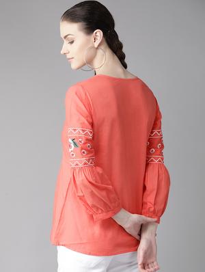 puff sleeves embroidered top - 17124181 - Standard Image - 3
