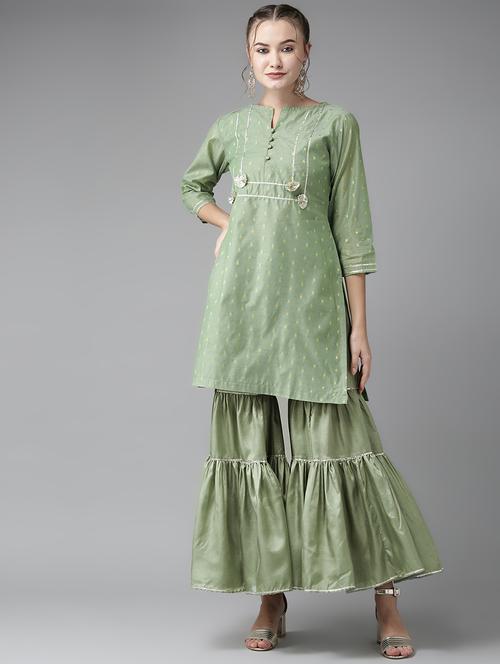 self design kurta sharara set - 17124193 - Standard Image - 1