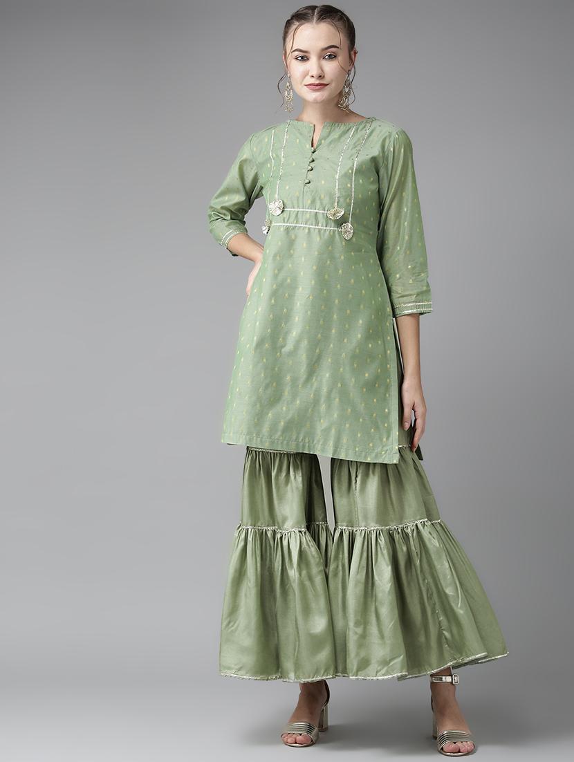 self design kurta sharara set - 17124193 - Zoom Image - 1