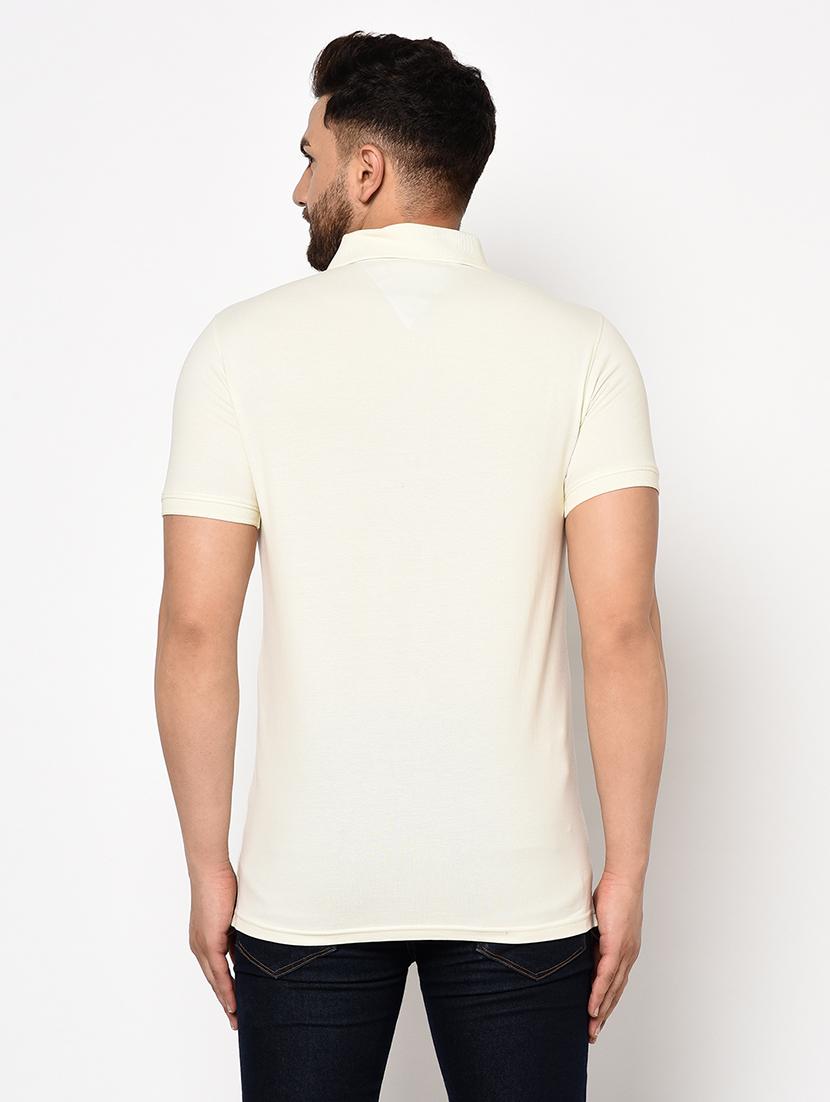 off white solid polo t-shirt - 17124432 - Zoom Image - 3