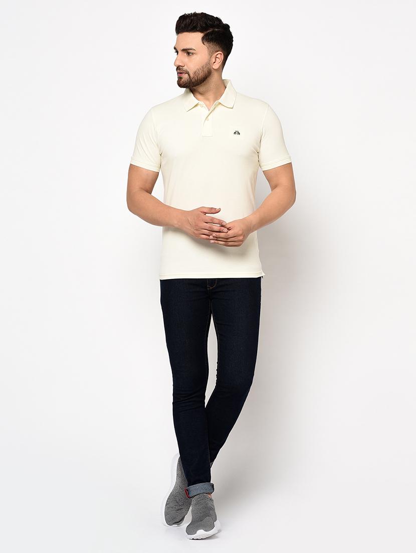 off white solid polo t-shirt - 17124432 - Zoom Image - 4