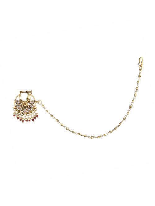 gold metal naath nose pin - 17124725 - Standard Image - 1