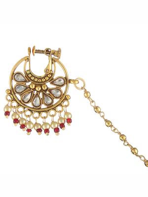 gold metal naath nose pin - 17124725 - Standard Image - 2
