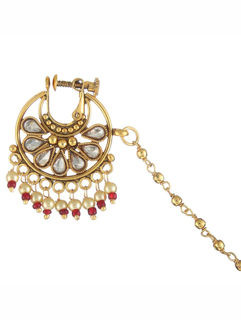 gold metal naath nose pin - 17124725 - Zoom Image - 2