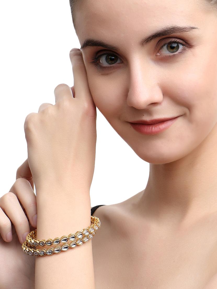 gold tone metal stone bangle - 17124780 - Zoom Image - 4