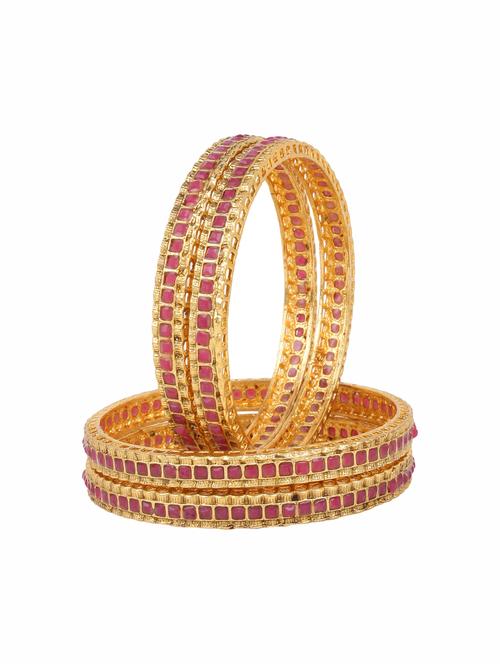 pink gold tone metal stone bangle - 17124782 - Standard Image - 1