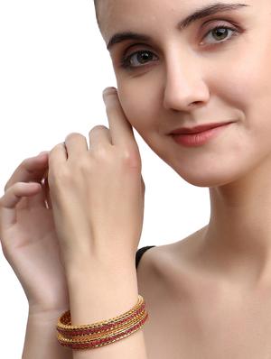 pink gold tone metal stone bangle - 17124782 - Standard Image - 4