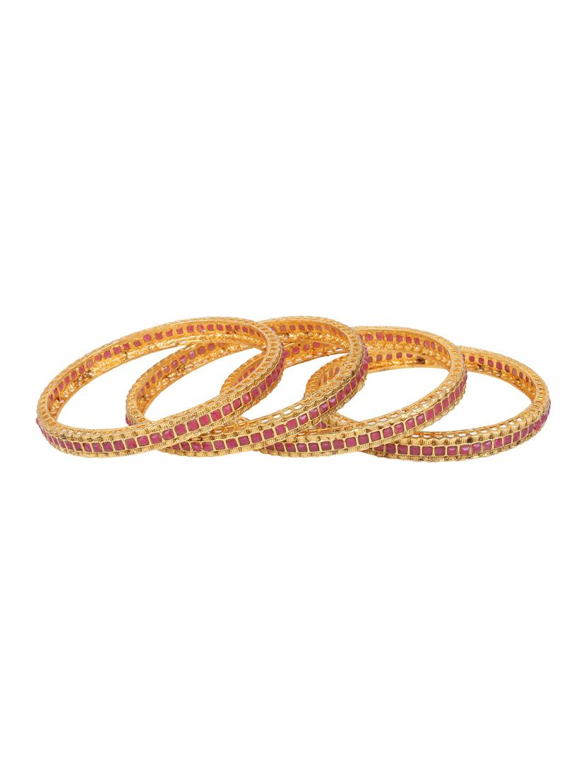 pink gold tone metal stone bangle - 17124782 - Zoom Image - 2