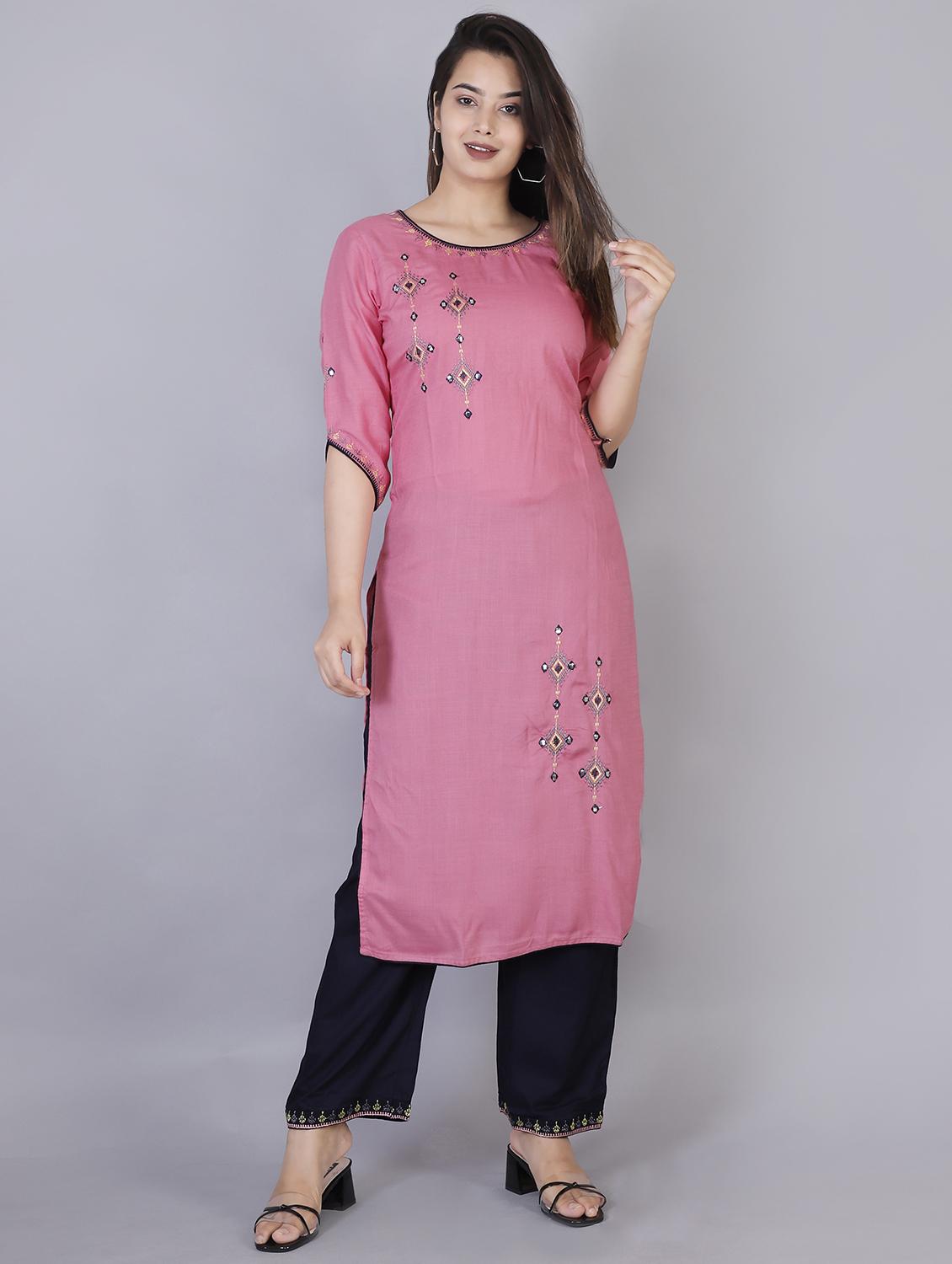embroidered kurta palazzo set - 17124876 - Zoom Image - 1